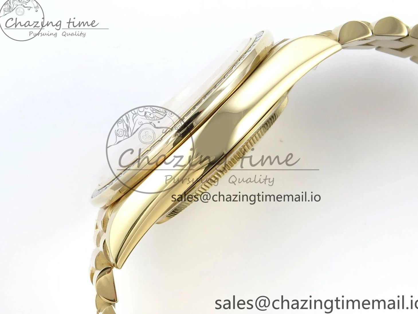 Bracelet Black 40 QF Diamonds Weight) Best YG on DayDate A2836 Dial V5 (Gain Bezel President Green Edition 1:1 0429